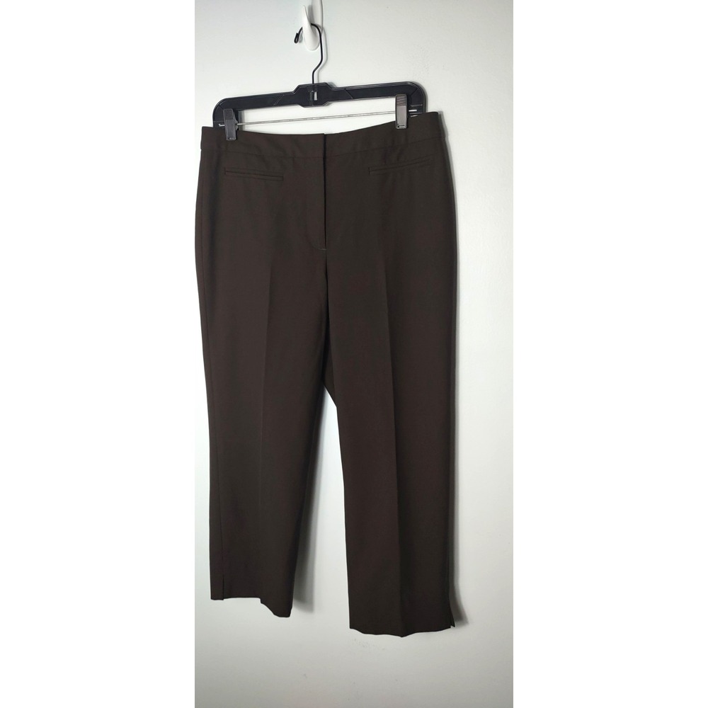 Talbots Womens Size 10 Chocolate Brown Solid crop Pants Stretch Flat Front